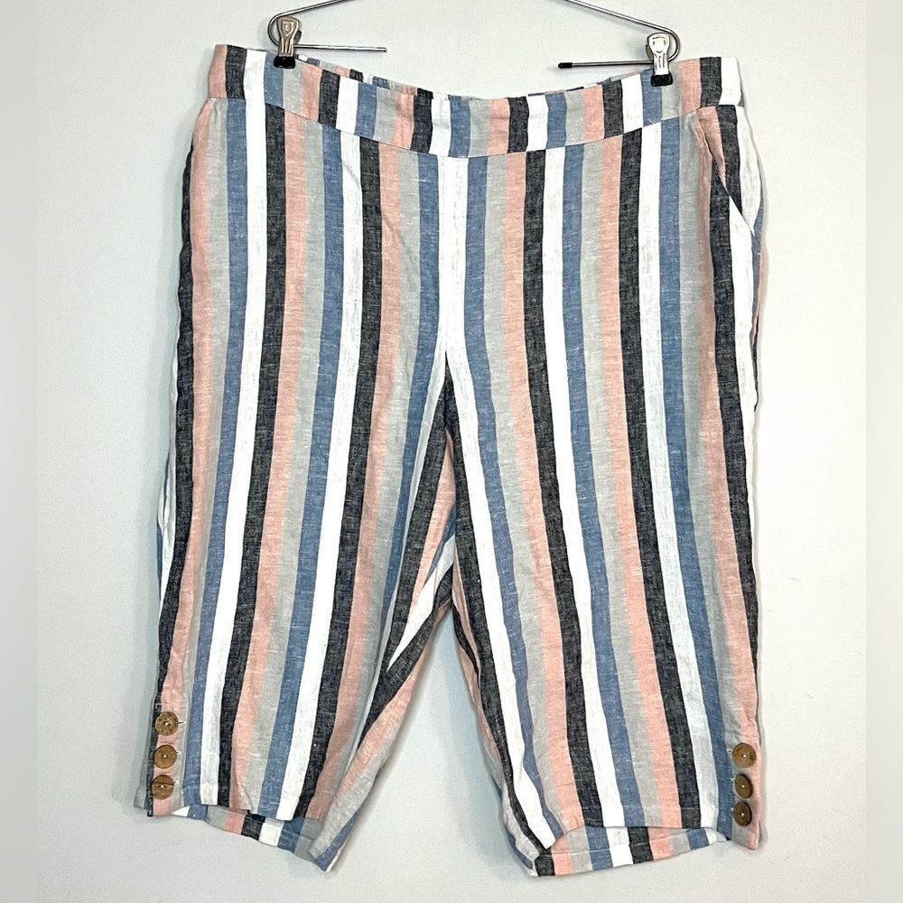 Naturals D&Co High Rise Linen Blend Capris Pants Sz 1X